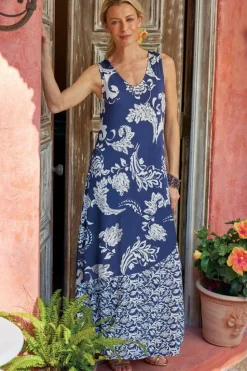 Fashion Soft Surroundings Vaila Maxi Dress OceanAirScarf/AzoresDi