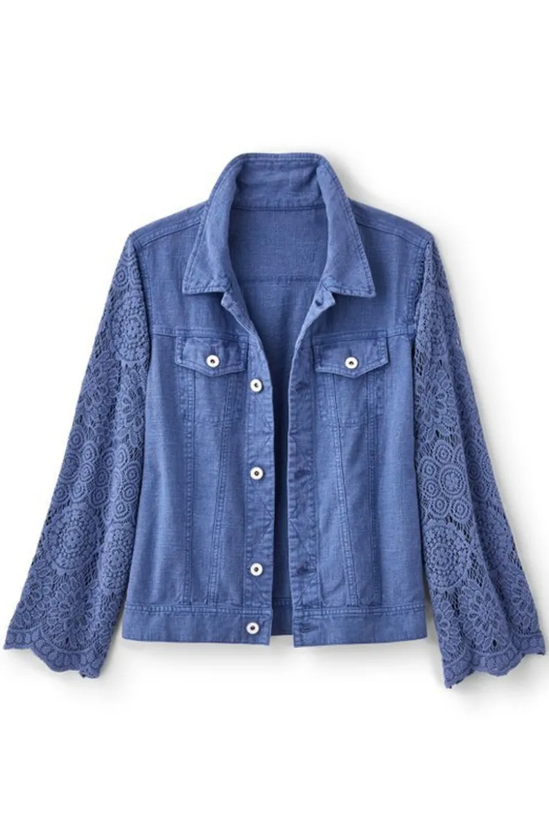 Discount Soft Surroundings Varese Linen Blend Jacket ColonyBlue