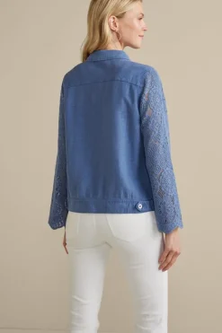 Discount Soft Surroundings Varese Linen Blend Jacket ColonyBlue