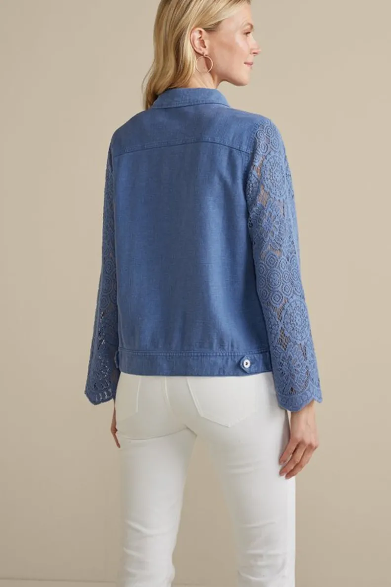 Discount Soft Surroundings Varese Linen Blend Jacket ColonyBlue