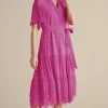 New Soft Surroundings Verena Eyelet Midi Dress DeepOrchid