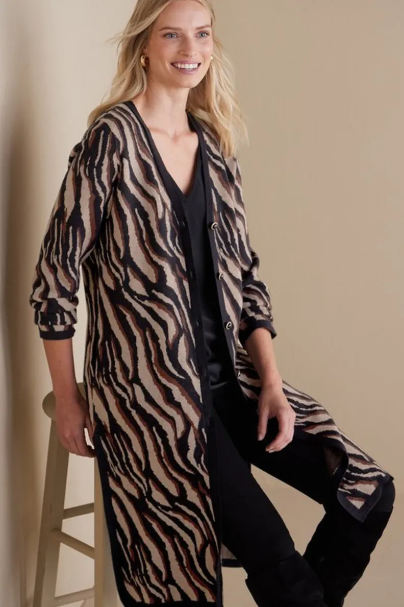 Best Soft Surroundings Veronica Jacquard Cardigan NeutralAnimal