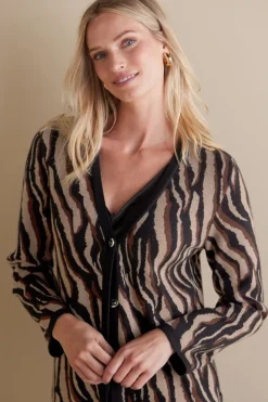 Best Soft Surroundings Veronica Jacquard Cardigan NeutralAnimal