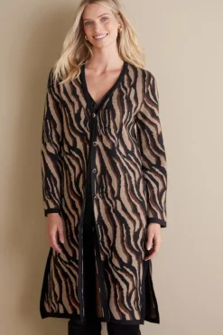 Best Soft Surroundings Veronica Jacquard Cardigan NeutralAnimal