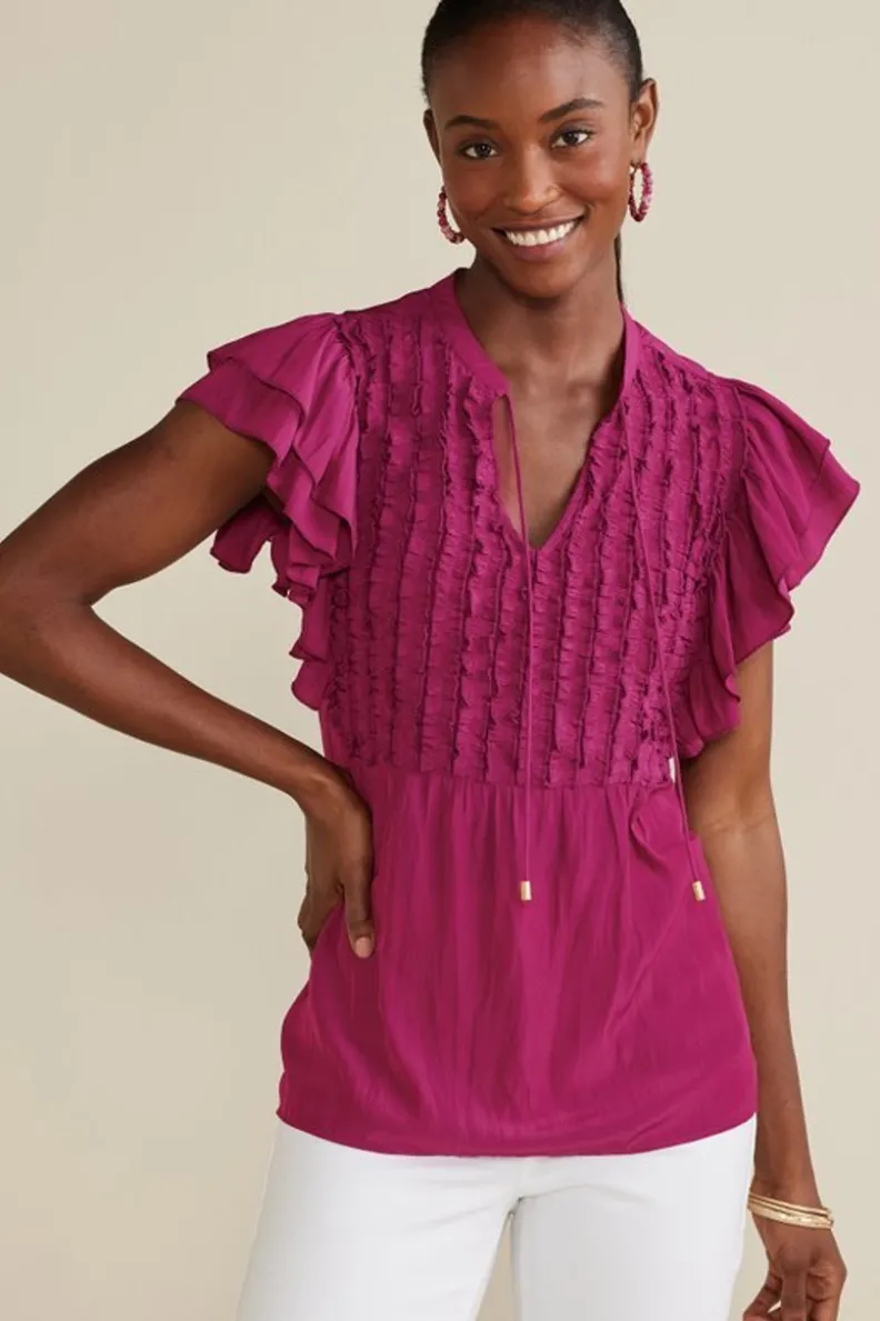 New Soft Surroundings Victoria Ruffle Tunic Sangria