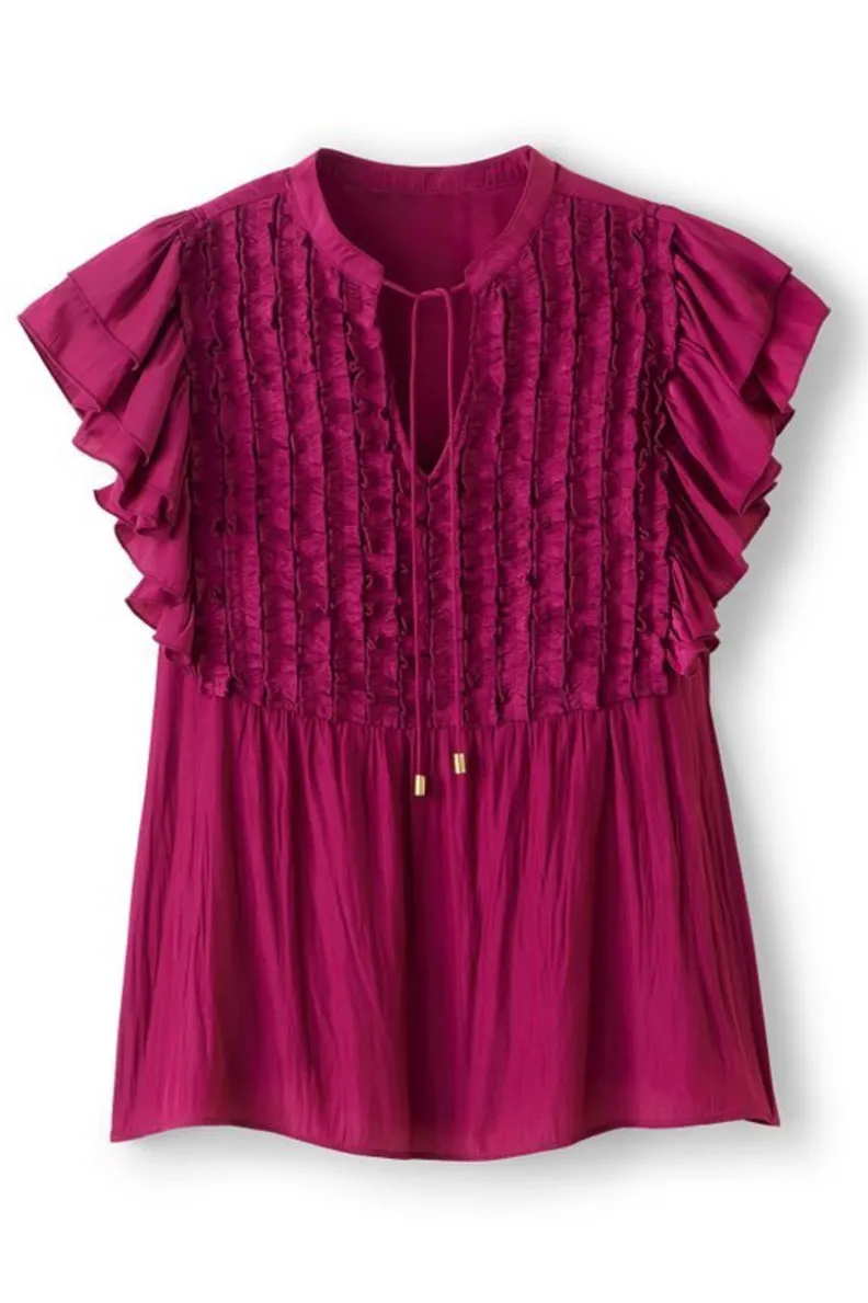 New Soft Surroundings Victoria Ruffle Tunic Sangria