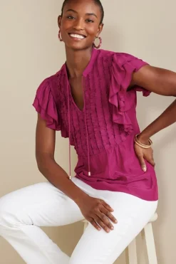 New Soft Surroundings Victoria Ruffle Tunic Sangria