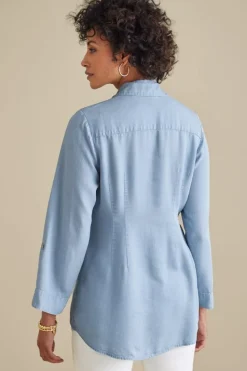 New Soft Surroundings Washed Tencel™ Tunic LightWashDenim