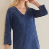Sale Soft Surroundings Wilma Washed Knit Denim Tunic DenimBlue