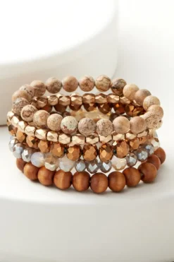 Best Soft Surroundings Wren Stretch Bracelet Set Brown/Gold