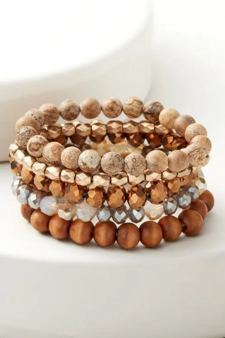 Best Soft Surroundings Wren Stretch Bracelet Set Brown/Gold