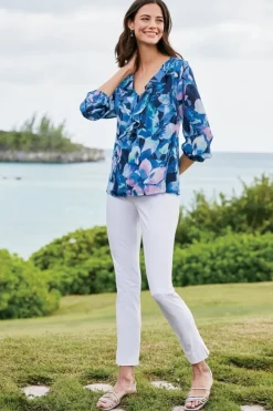 Best Soft Surroundings Xenia Ruffle Top PurpleFloral