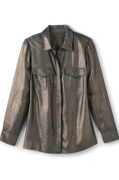 Fashion Soft Surroundings Zafina Shirt MetallicGoldLuster